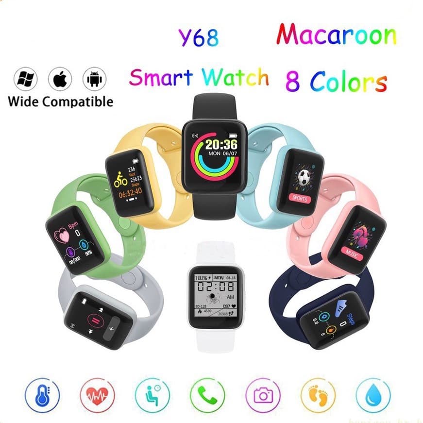 Smartwatch y68 relógio smart esportivo infantil eletrônico smart para meninos e meninas / estudantes