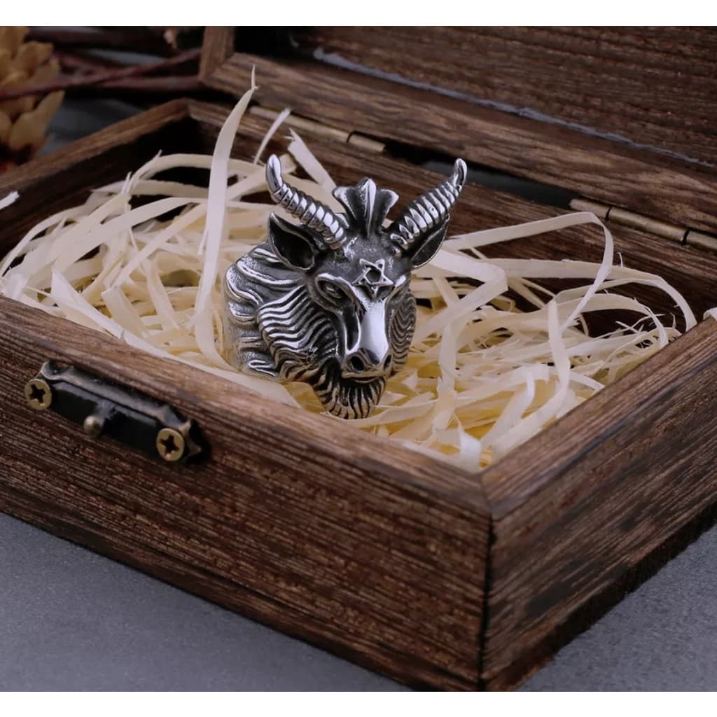 Anel em Aço Inox Baphomet Maçon Templario