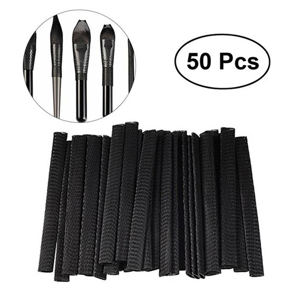 50Pcs Pincel De Maquiagem Cosmética Caneta Cobertura De Rede Protetores De Bainha