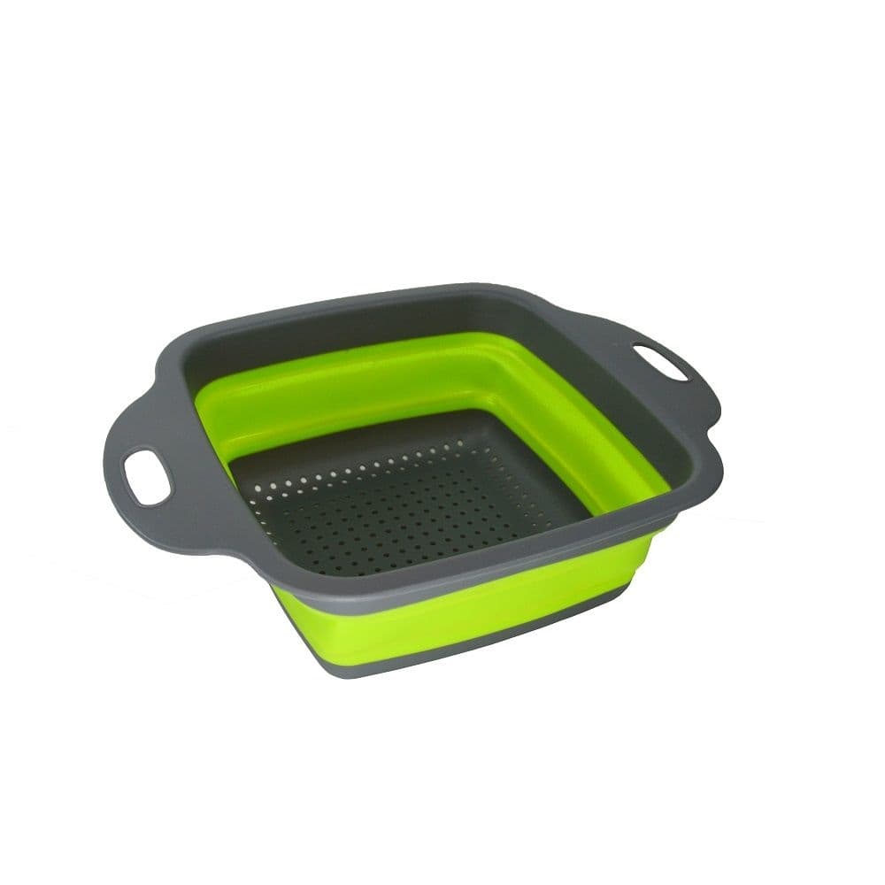 Escorredor de Alimentos Silicone Retrátil Quadrado - 29 cm - Verde