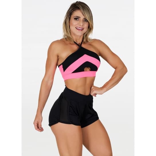 Top Cropped Fitness Moda Academia Feminino Alça de Amarrar Cores Diversas Livia