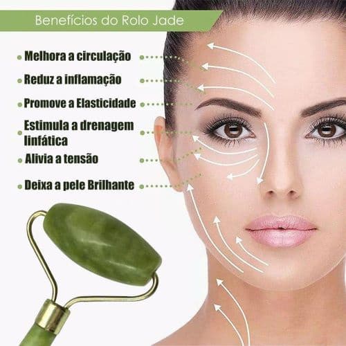 Rolo Pedra de Jade Verde Massagem Facial Anti Ruga - Original