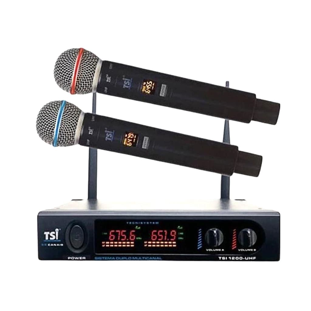 Microfone Sem Fio Duplo TSI 1200 UHF Freq. 96