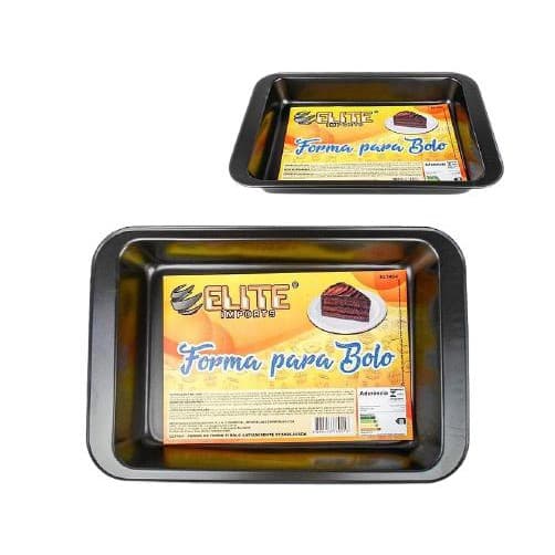 Assadeira Forma Bolo Retangular Teflon - Aço Carbono 32cm