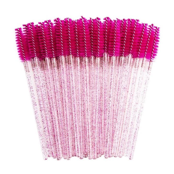 KIT 50 Un Escovinhas Descartáveis Rosas Para Cílios E Sobrancelhas