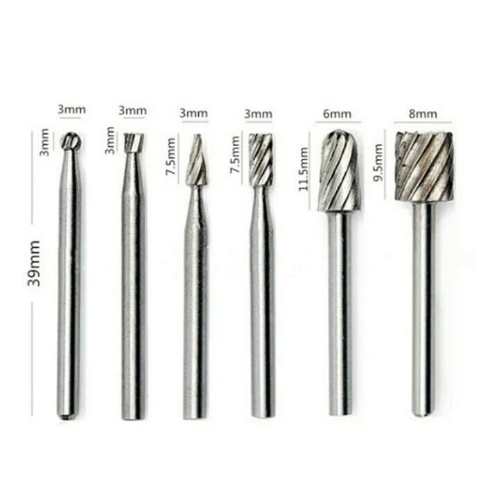 Fresa Broca de Aço - kit 6 PCS P/ Micro Retifica Dremel e similares