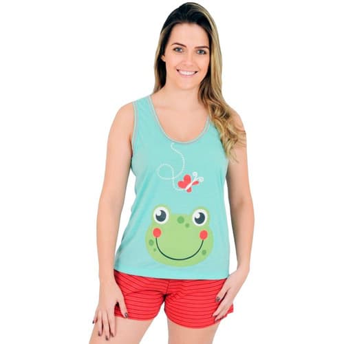 Baby Doll Sapinho - Camiseta Short - Pijama Verão Malha