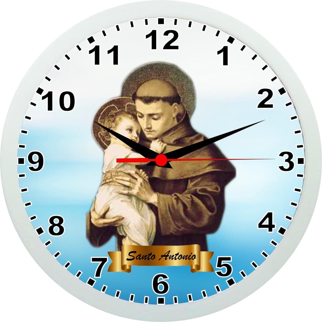 Relógio De Parede Santo Antonio - Santos Católicos - 24cm