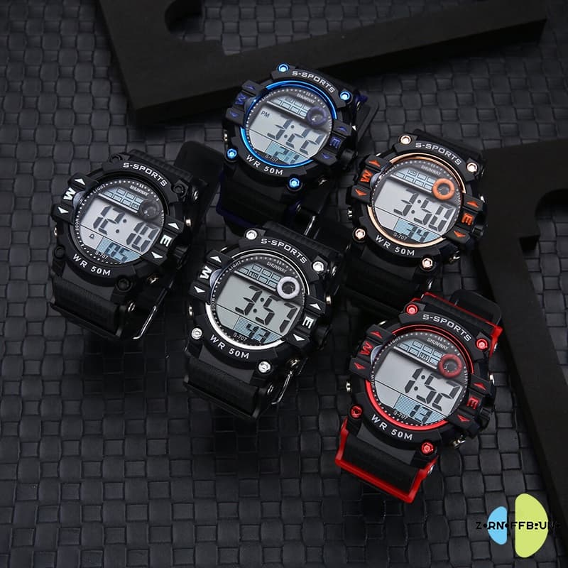 Relógio masculino esportivo digital LED à prova d'água original