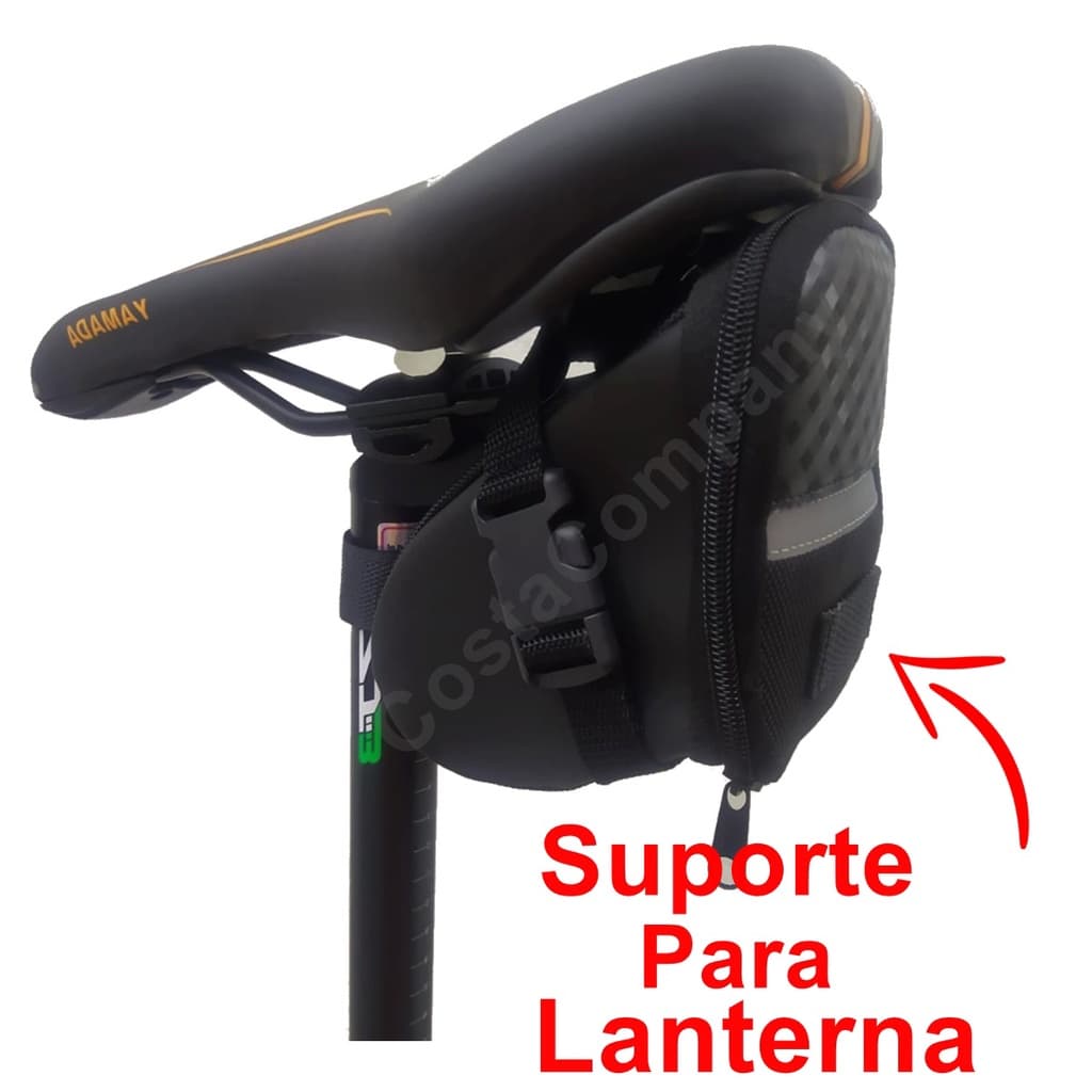 Bolsa de Selim Bolsa Selim Bicicleta com Faixa Refletora e Suporte para Lanternas