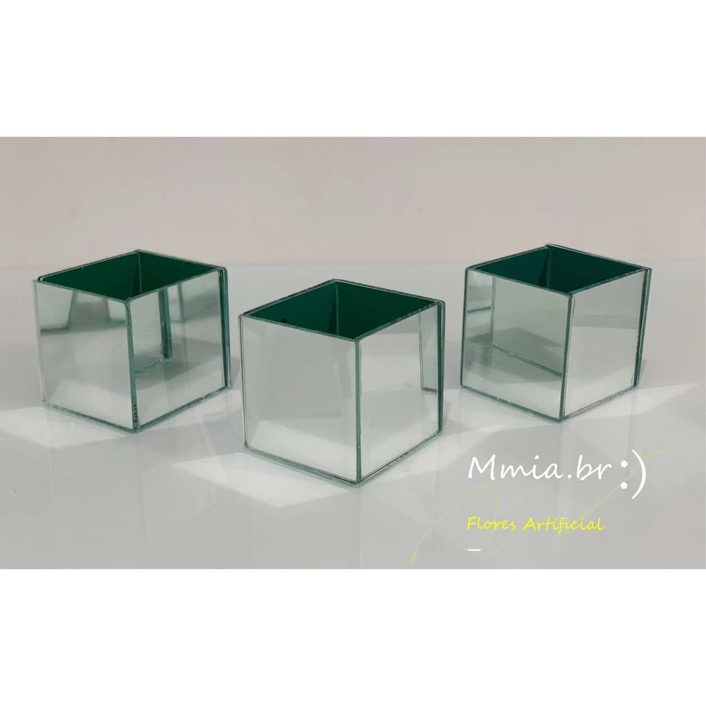 Kit 3 Vasos espelhado para arranjos artificiais e decoração