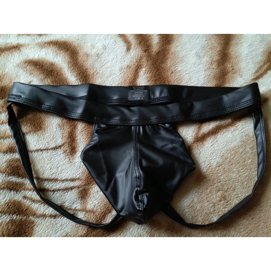 Cueca Jockstrap Couro Sintético Sensual