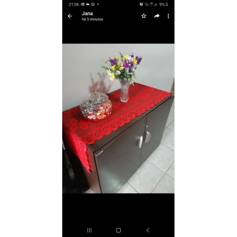 kit fogao e mesa de renda fibra de coco vermelho