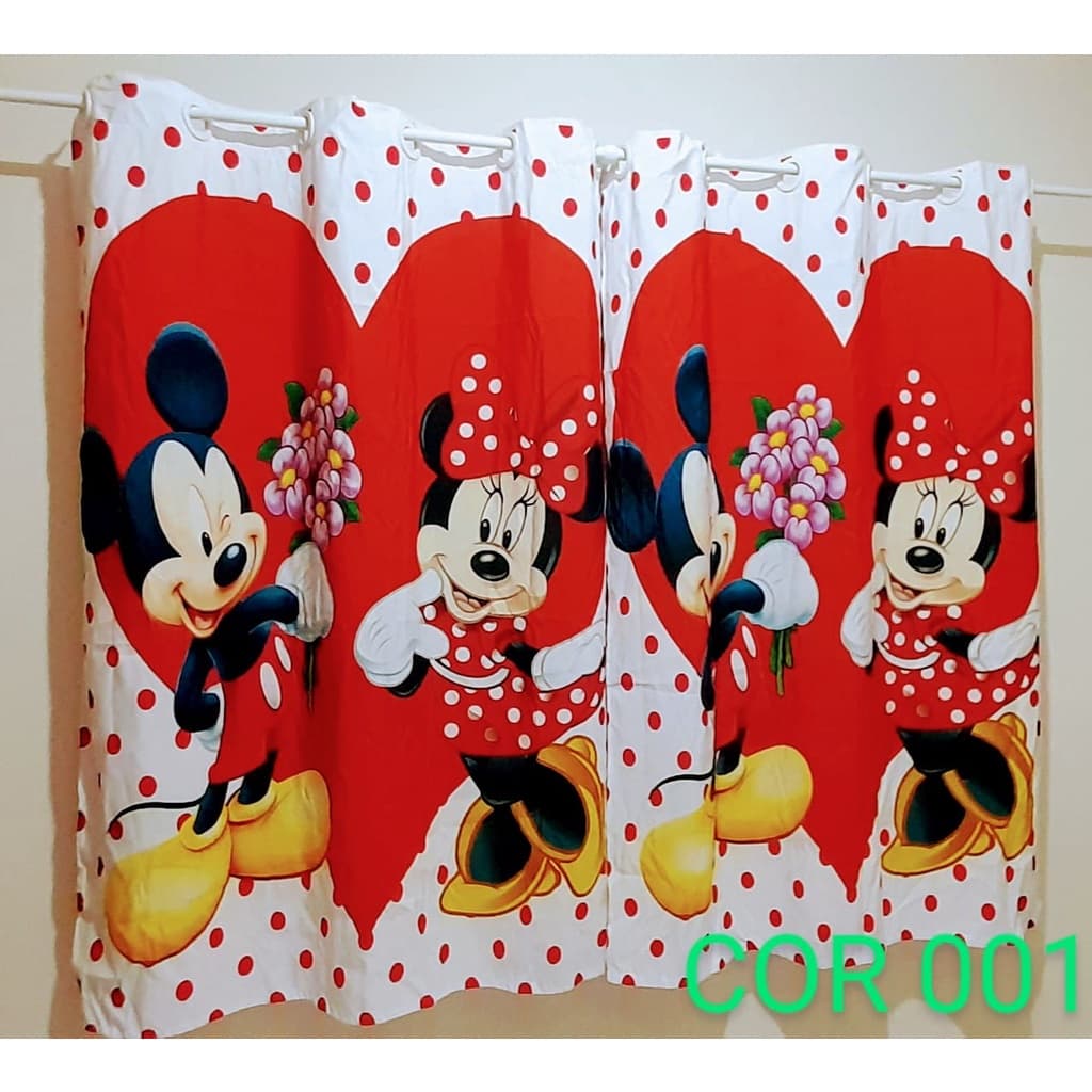 Cortina Personagens Infantil 2,50mx1,40m MICKEY MINIE BOUQUET