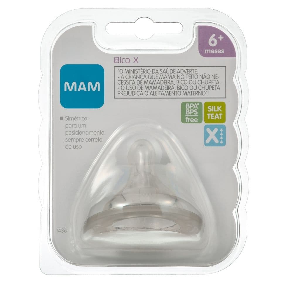 Bico Mamadeira X Silicone Para Amamentar 6 Meses Super Rapido Mam 1436