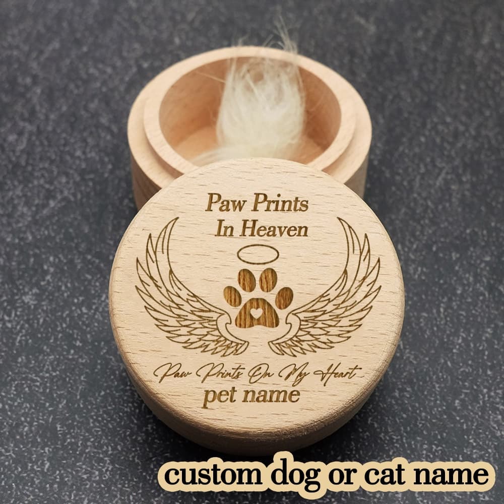 Caixa Memorial Personalizada De Madeira Com Pele De Animal De Estimação Perdida Nome Personalizado Para Gato Ou Cão