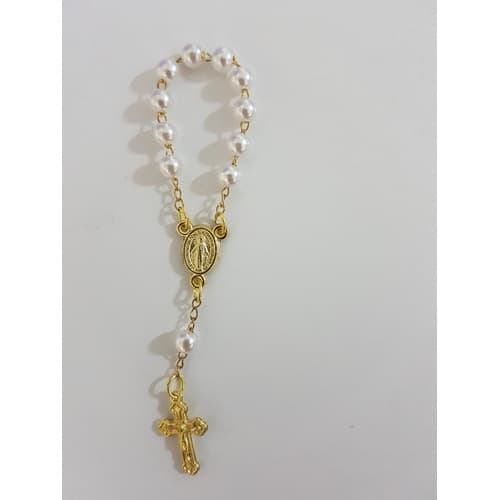 30 Mini Tercinho Branco Com Dourado De 5mm -perolas
