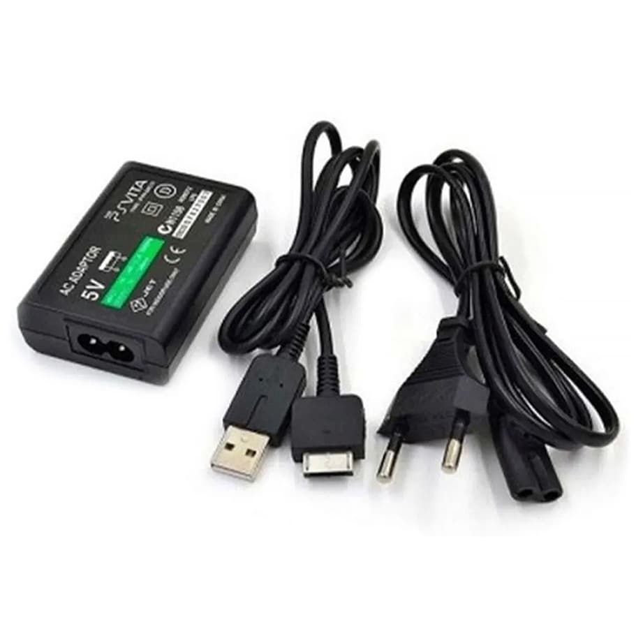 Fonte Carregador Bivolt + Cabo Usb Para Ps Vita Fat linha 1000 c/ Nota Fiscal