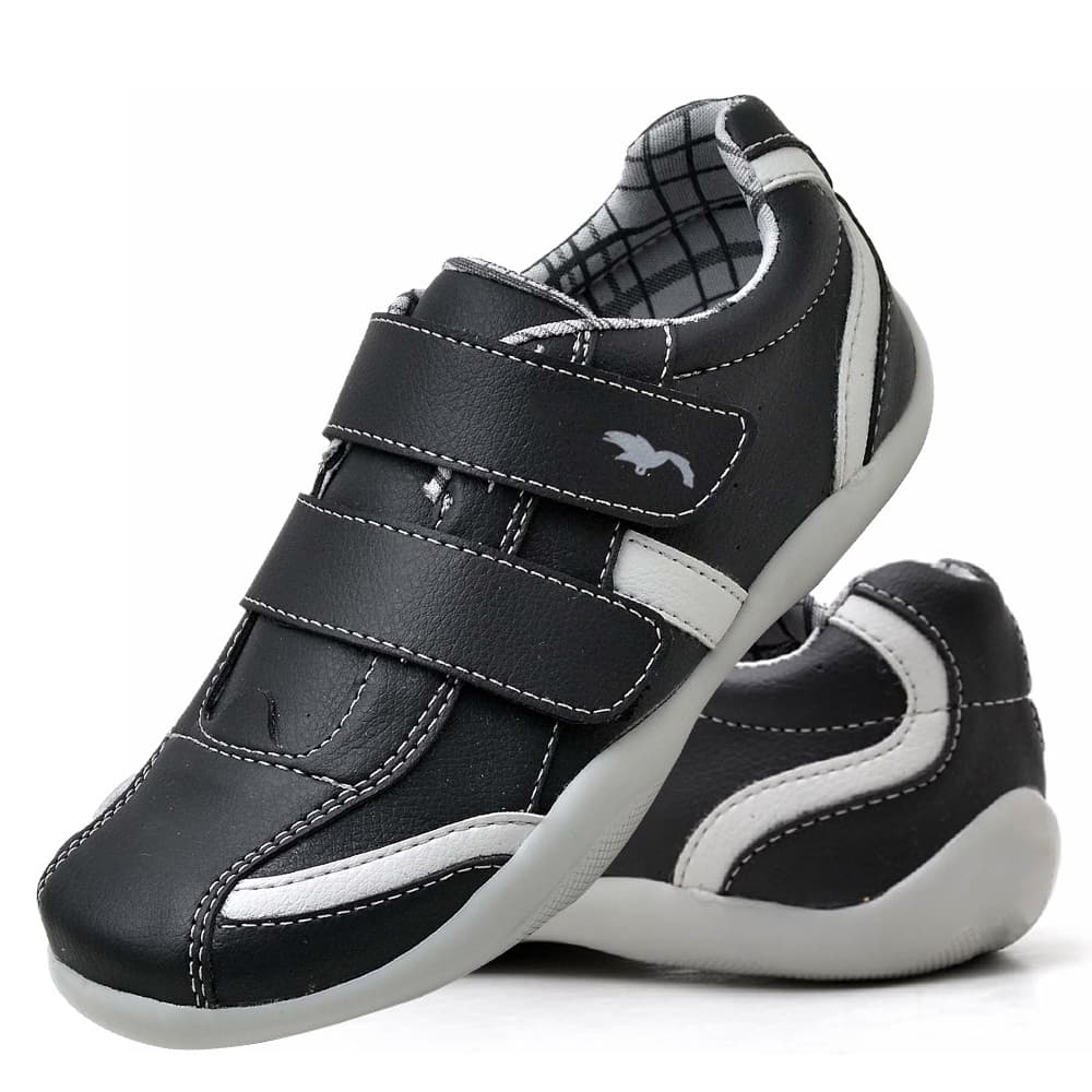 Tênis Sapatenis Infantil Masculino Preto Leve com Velcro do 25 ao 36
