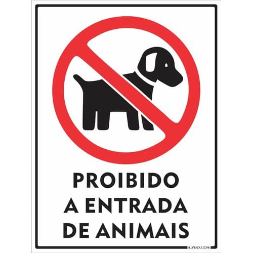 3 Placas Proibido Entrada De Animais 40x30cm Aluminio
