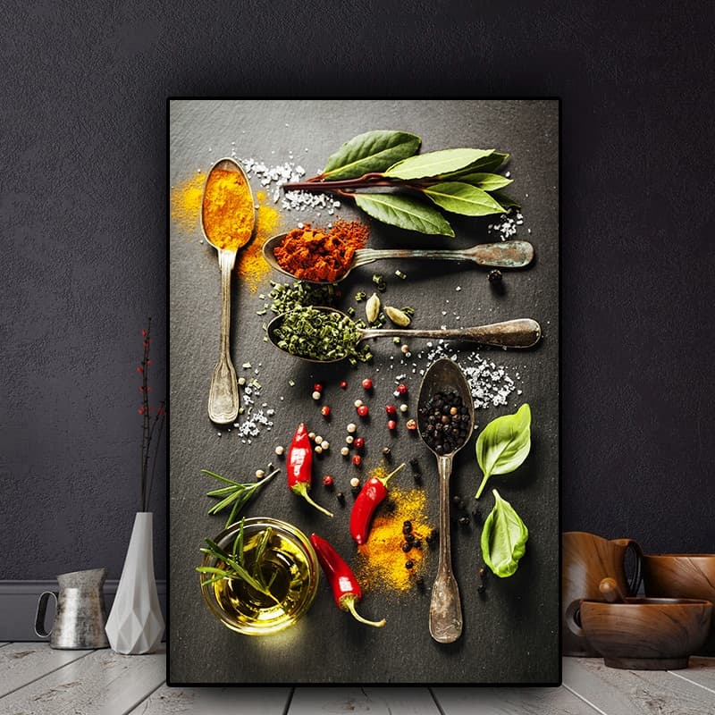 quadro decorativo 1 peça especiarias temperos cozinha decoração
