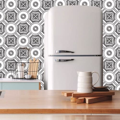 Papel De Parede Adesivo Azulejo Fundo Branco E Preto 3mt