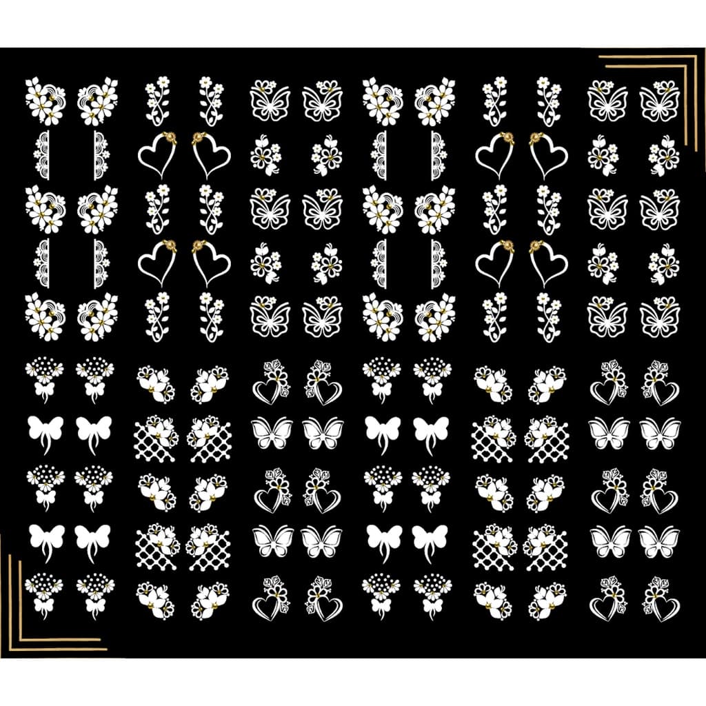 120 adesivos de unhas 3d películas de unhas branquinhas flores e variados