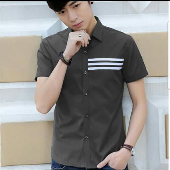 Camisa KEMEJA Soni l Masculina Slim fit Estilo Coreano Tops Masculinos Moda