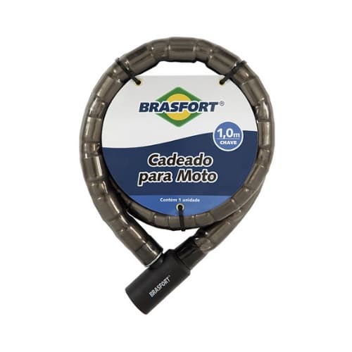 TRAVA CADEADO PARA MOTO COM CHAVE 22MM X 1,20CM BRASFORT