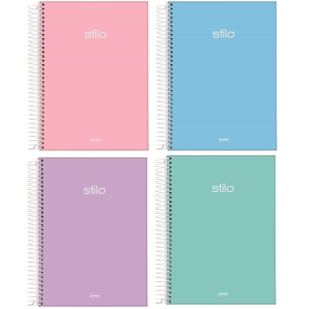 Caderno Stilo Escolar Espiral A5 Capa Dura 1 Materia Tons Pasteis - 80 fls