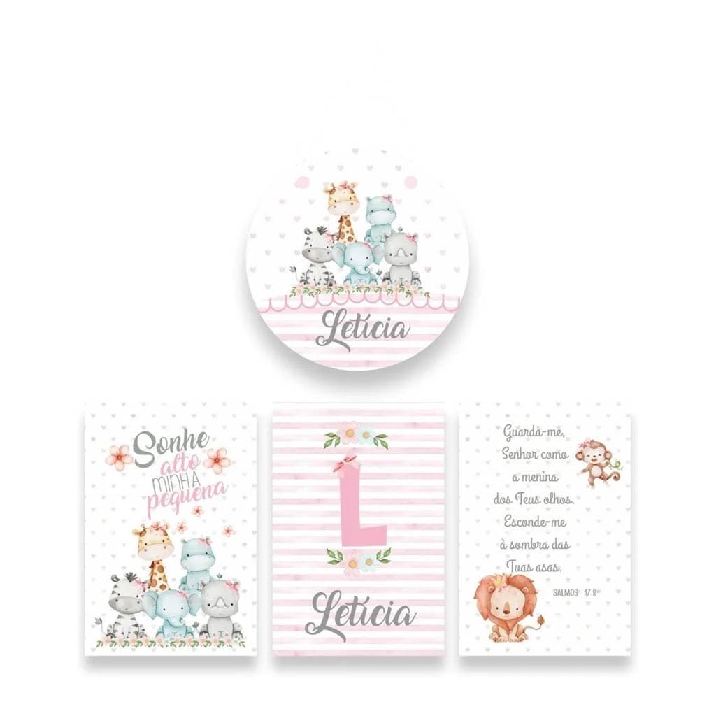 Quadros Decorativos Porta Maternidade Menina Bebê Safari Infantil