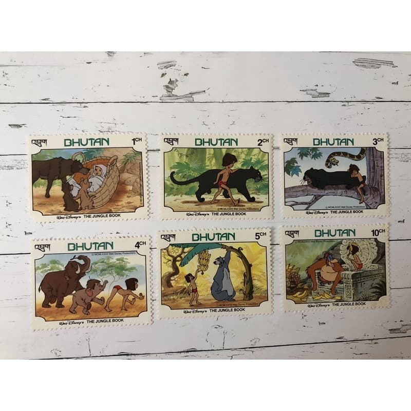 06 selos Disney - Bhutan - Coleção Rara - Lote Único
