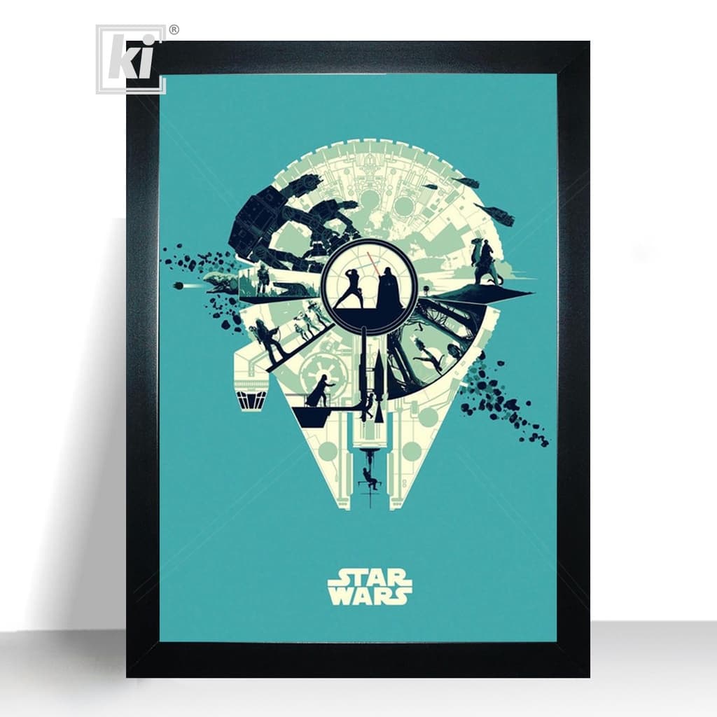 Quadro Star Wars Millenium Falcon Poster moldura 44cm