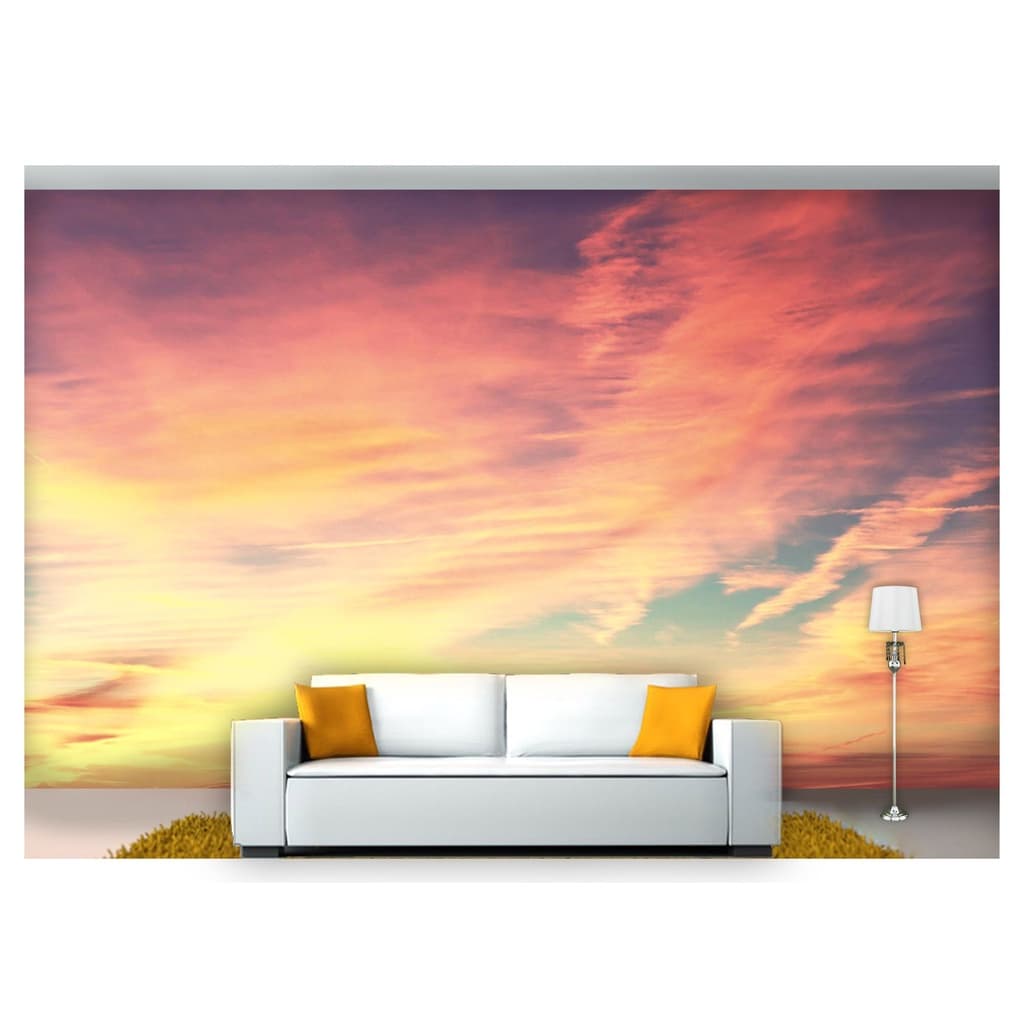 papel de parede céu nuvens Por do Sol 3d 6m² NSK95