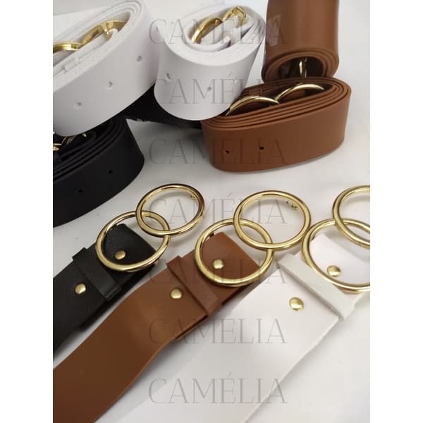 Cinto Feminino Redondo Fivela Dupla Argola Dupla Moda blogueira