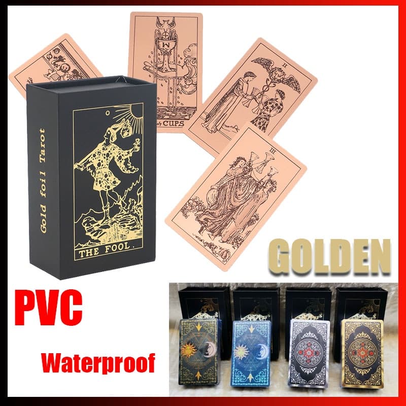 Cartão De Tarô Luxuoso Em Folha De Ouro , Carimbo Quente , PVC , À Prova D'água , Resistente Ao Desgaste , Cartas De Adi