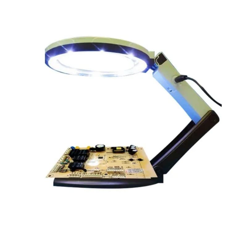 Lupa De Mesa Ou Bancada Com 10 Leds E Lente 120mm Bivolt