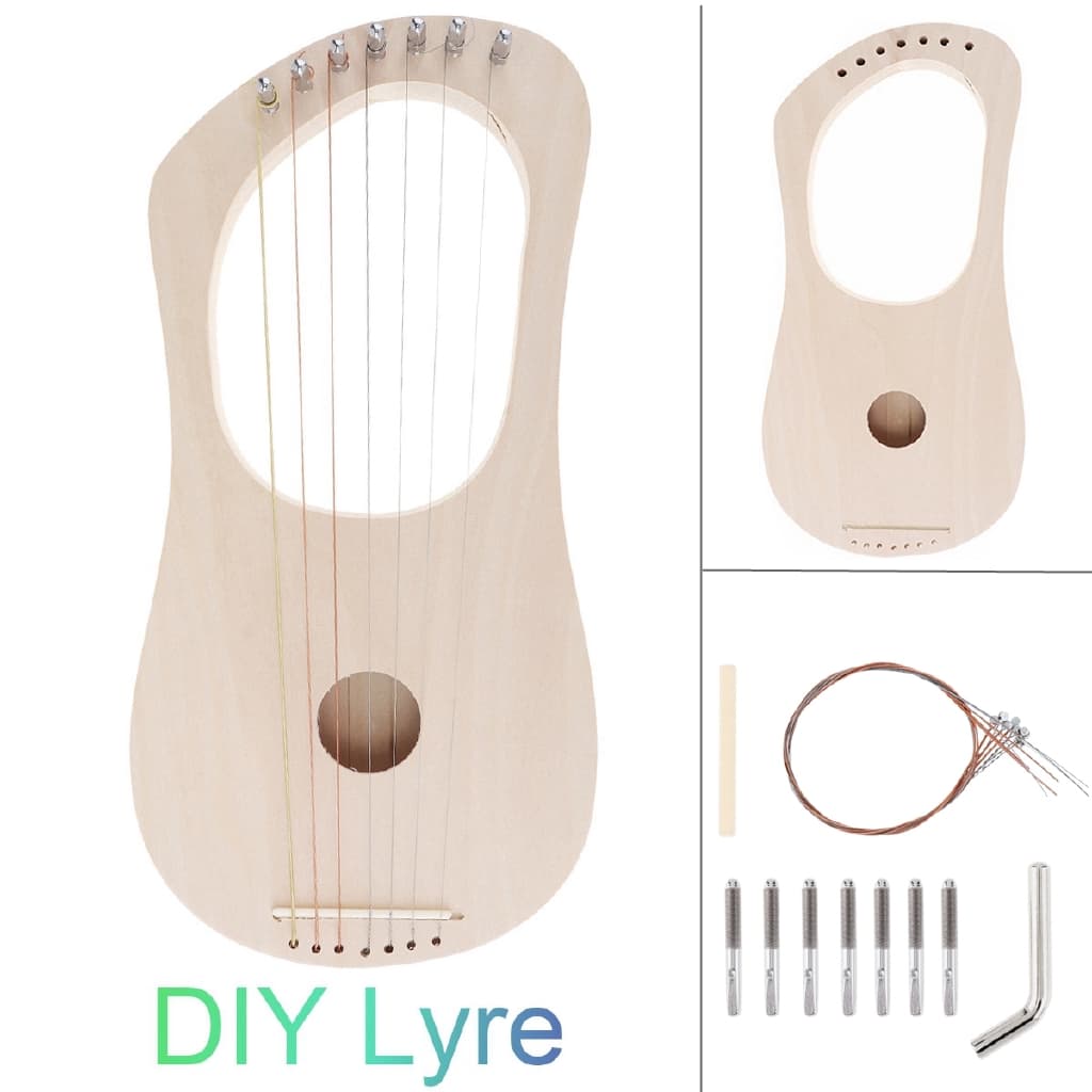 Kit De 7 Cordas Lyre Harp DIY De Madeira De Baixo Sólida