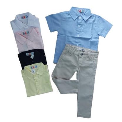 Roupa Infantil Social Festa  Menino Conjunto Calça Sarja + Camisa MM 01-08 Casamento