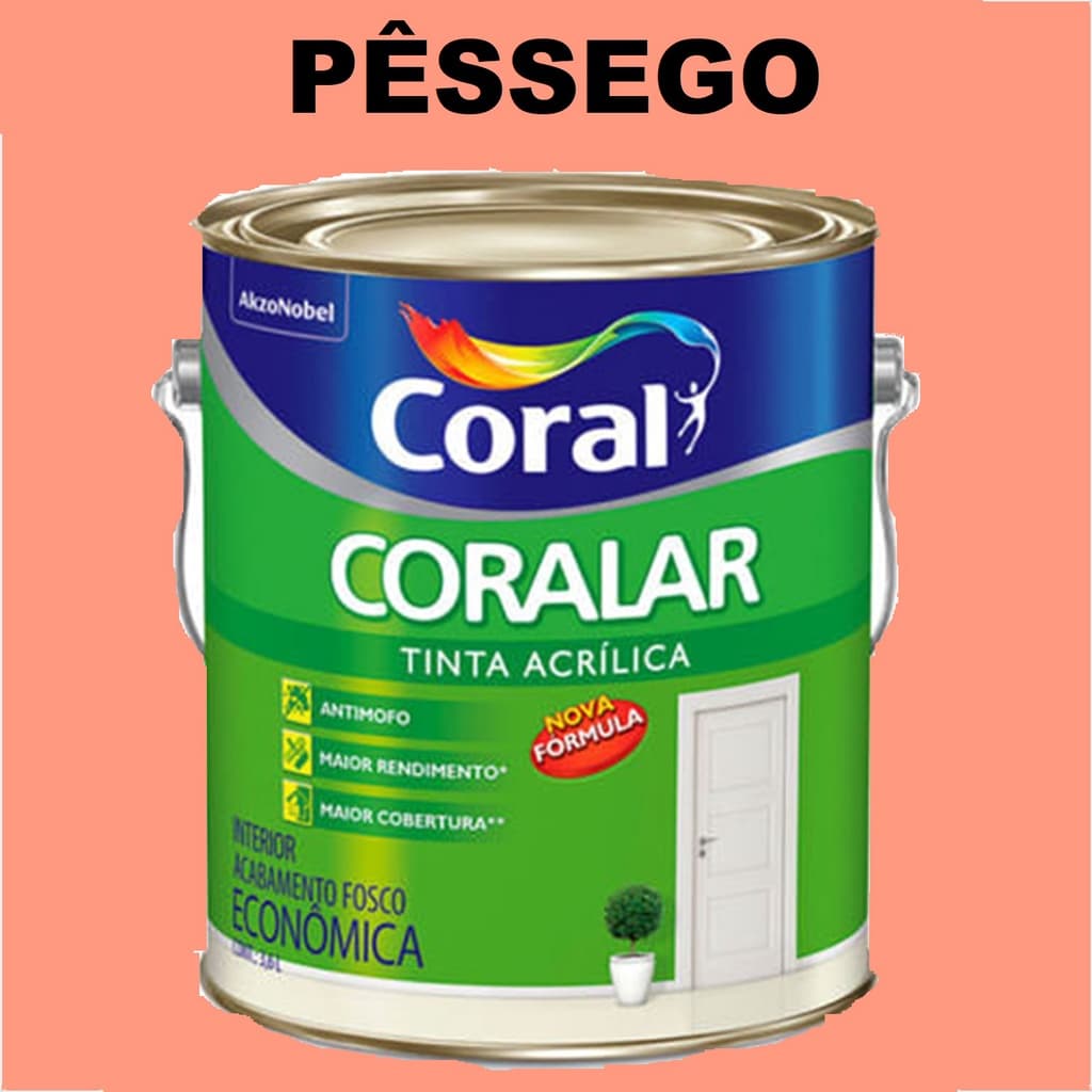 Tinta PÊSSEGO Coral Anti Mofo Acrílica Parede Coralar 3.6lt