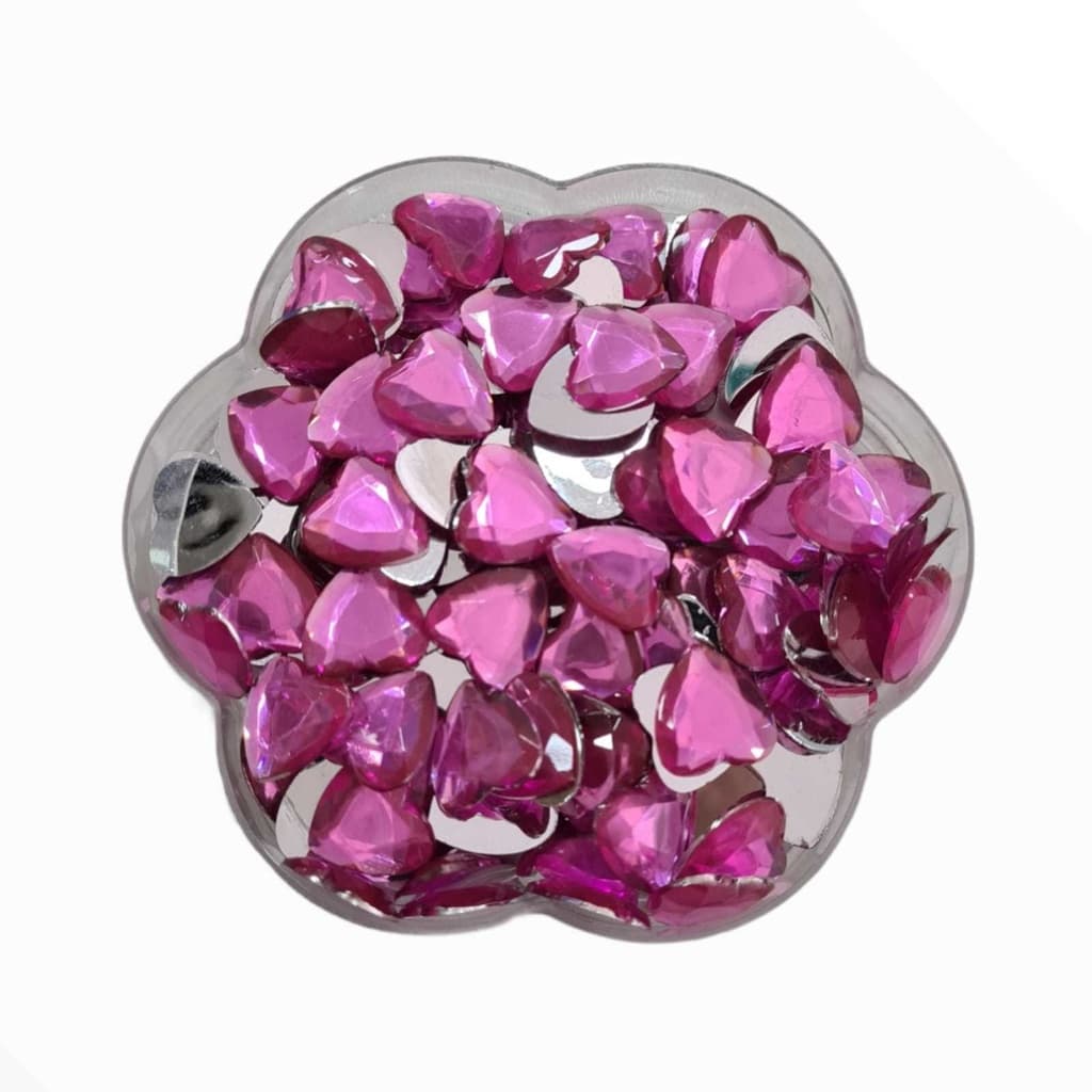 Chatons Acrilico - Coração Sextavado NV - Rosa Pink - 15x15mm - 100und