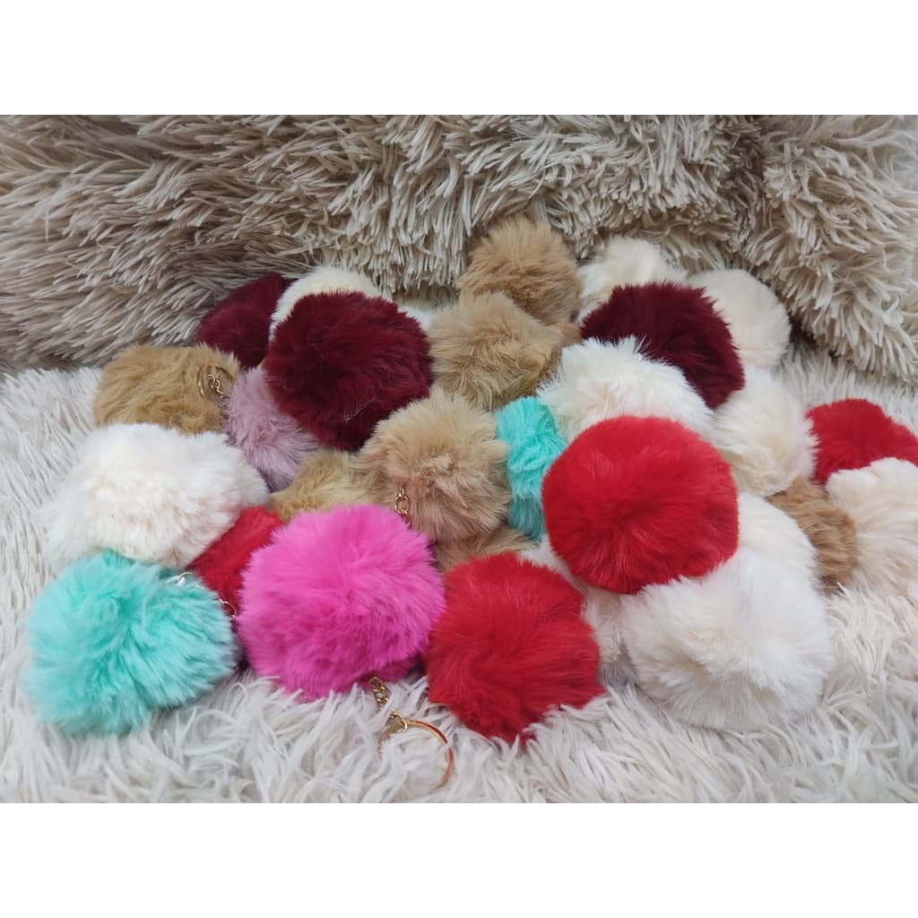 Porta-chaves pom-pom com fecho lagosta em várias cores pacote com 2 peça