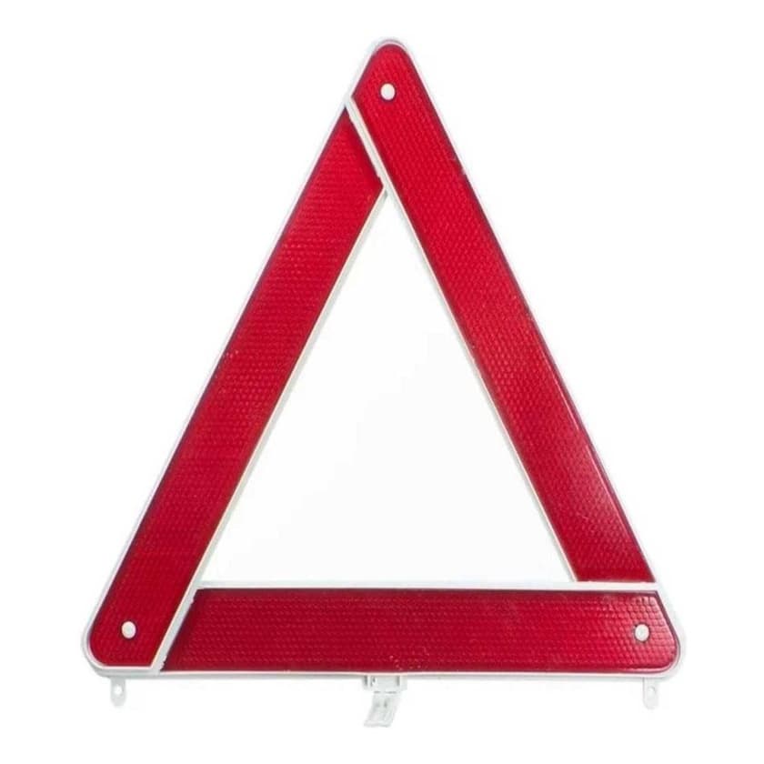 Triângulo Segurança Sinalização Carro Universal Vermelho Com Base Branca 44x5cm