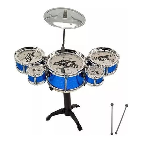 Mini Bateria Infantil Criança Musical Pop Star Jazz Drum Rosa Azul