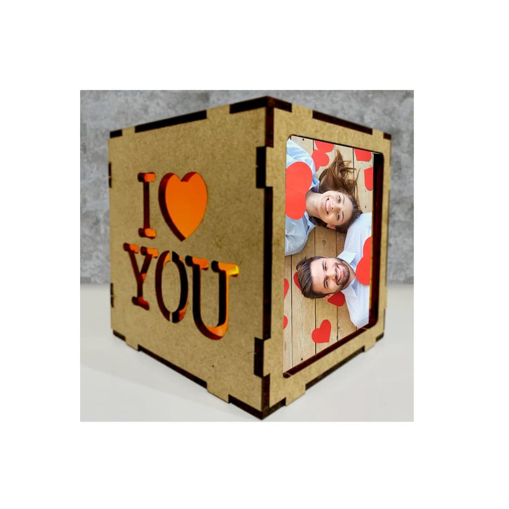 luminária abajur lightbox com porta retrato amor love namorados LED presente surpresa namorada