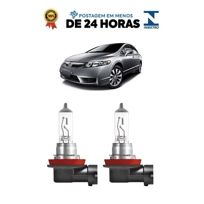 Par Lampada Farol de Milha New Civic 2007 2008 2009 2010 2011 H11