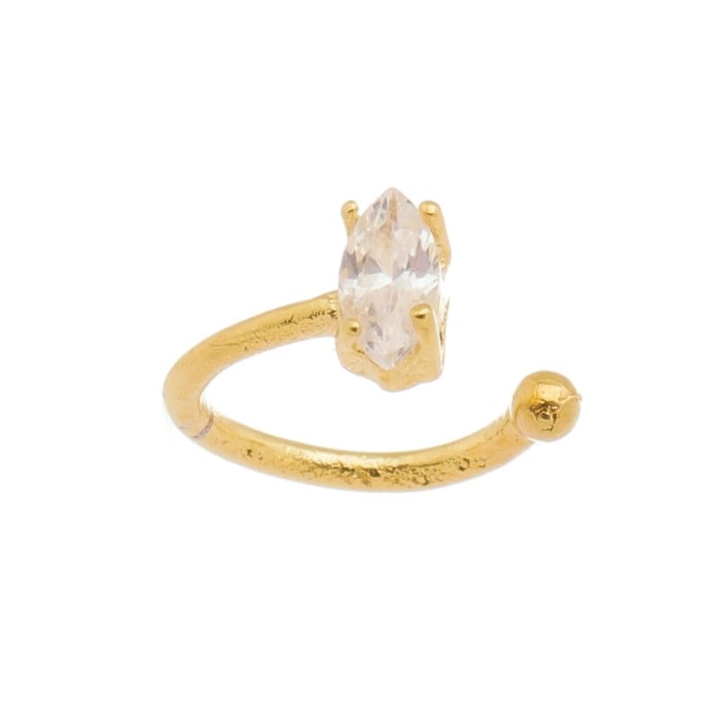Brinco Piercing de Ouro 18K Banhado Brinco Ouro Folheado Semijoais Feminino Brincos cor Prata Ródio Branco Piercing Fake Liso com Gota Zircônia 4983