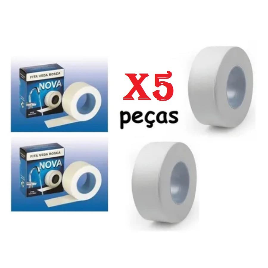 Fita Veda Rosca NOVA Kit 05 Unidades 18mm X 10m