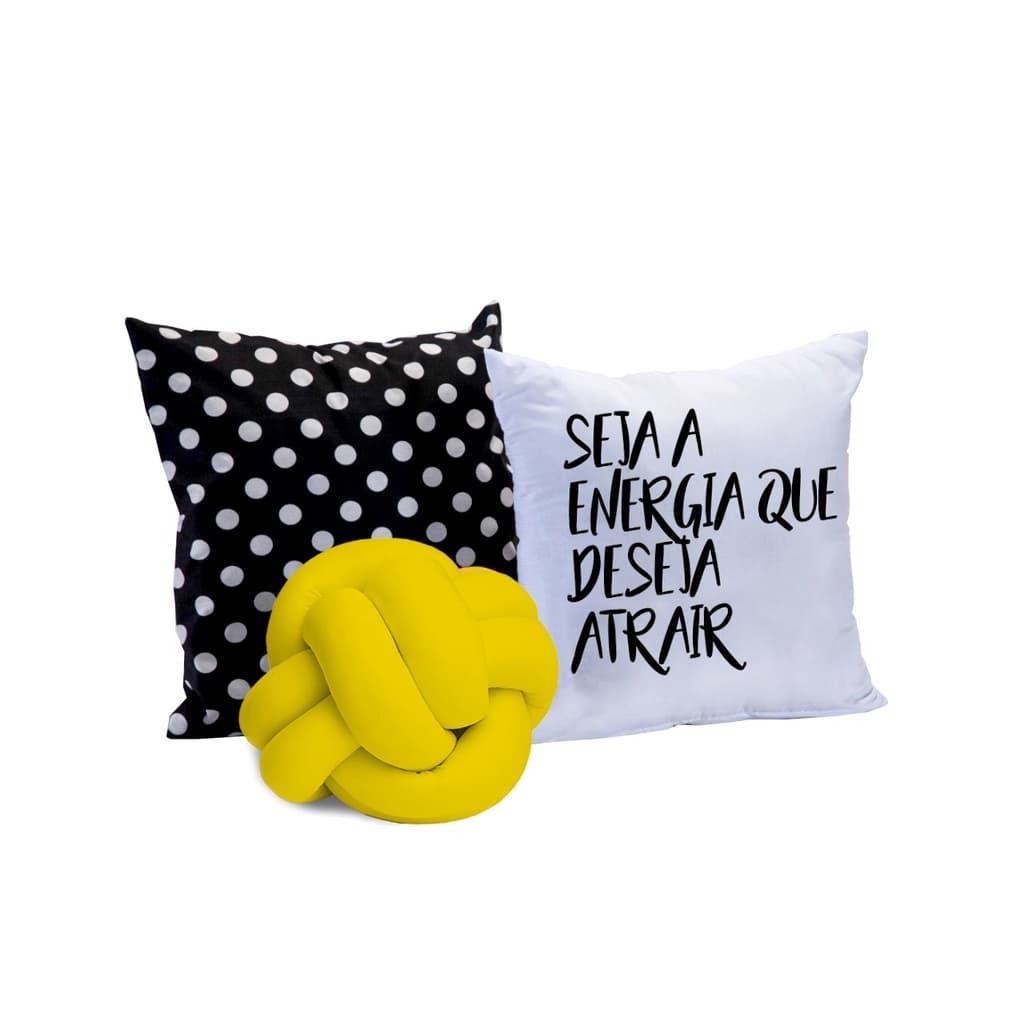 Coleção Almofadas 45cm x 45cm Lindas Cores E Frases 3 Peças
