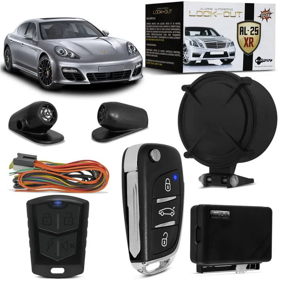 Alarme Automotivo Look Out AL-25XR TXC Universal  + CHAVE CANIVETE PREMIUM COMPLETO